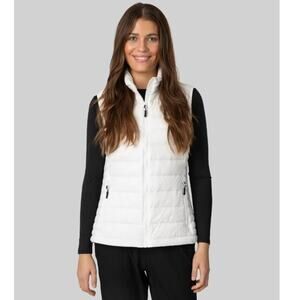 Scandinavian Explorer White Down Feather Puffer Vest with Travel Bag Medium